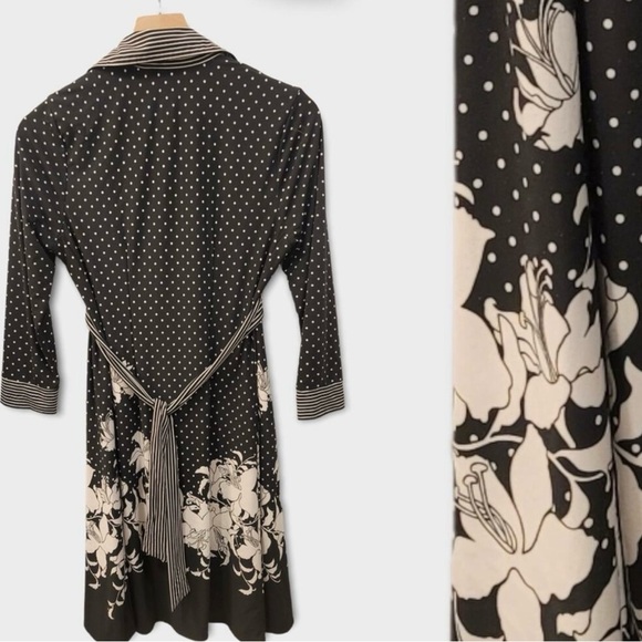 Bcbgmaxazria Black and White Mixed Print Dress Long Sleeves Size S - Picture 12 of 12